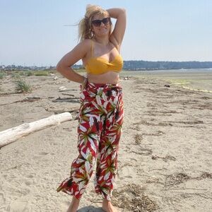 Japna linen/ rayon/cotton blend summer print pants